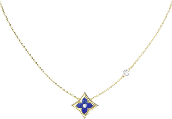 Колье из лимонного золота 585 пробы c бриллиантами и лазуритом