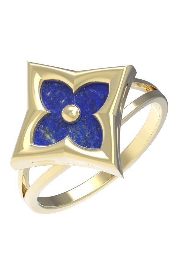 Кольцо из лимонного золота c лазуритом