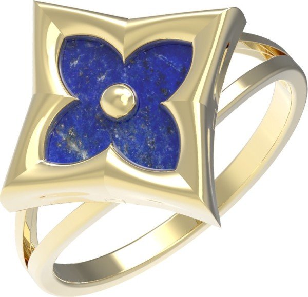 Кольцо из лимонного золота c лазуритом