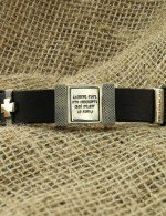 Браслет из серебра и золота c кожаным шнурком