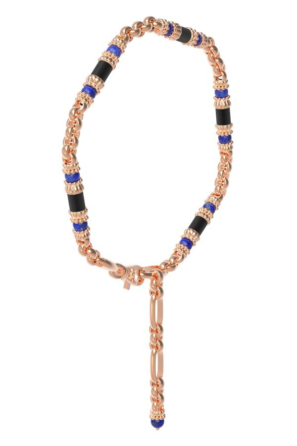 Браслет из золота c ониксом и лазуритом