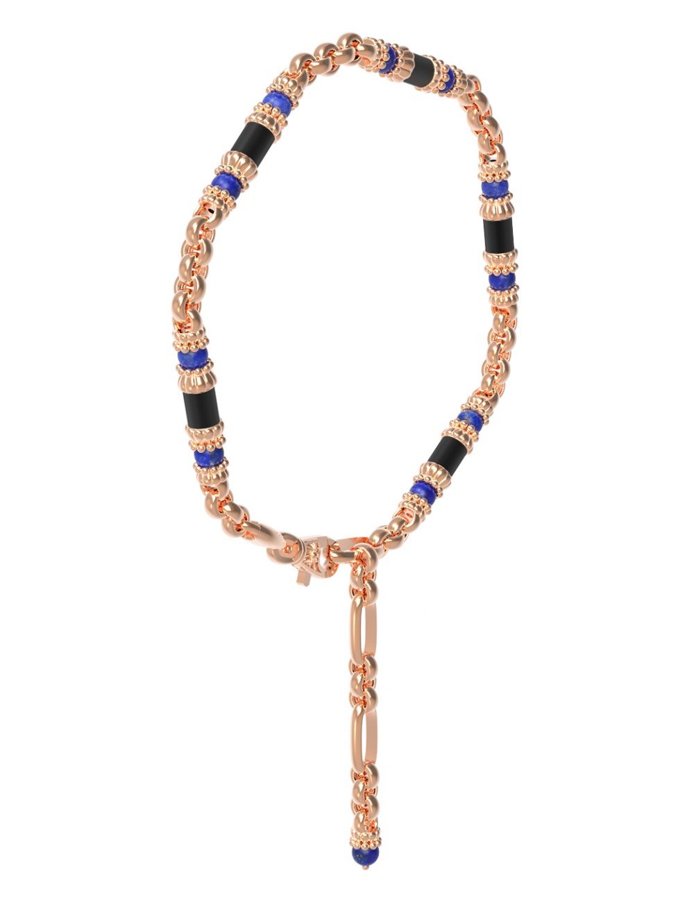 Браслет из золота c ониксом и лазуритом