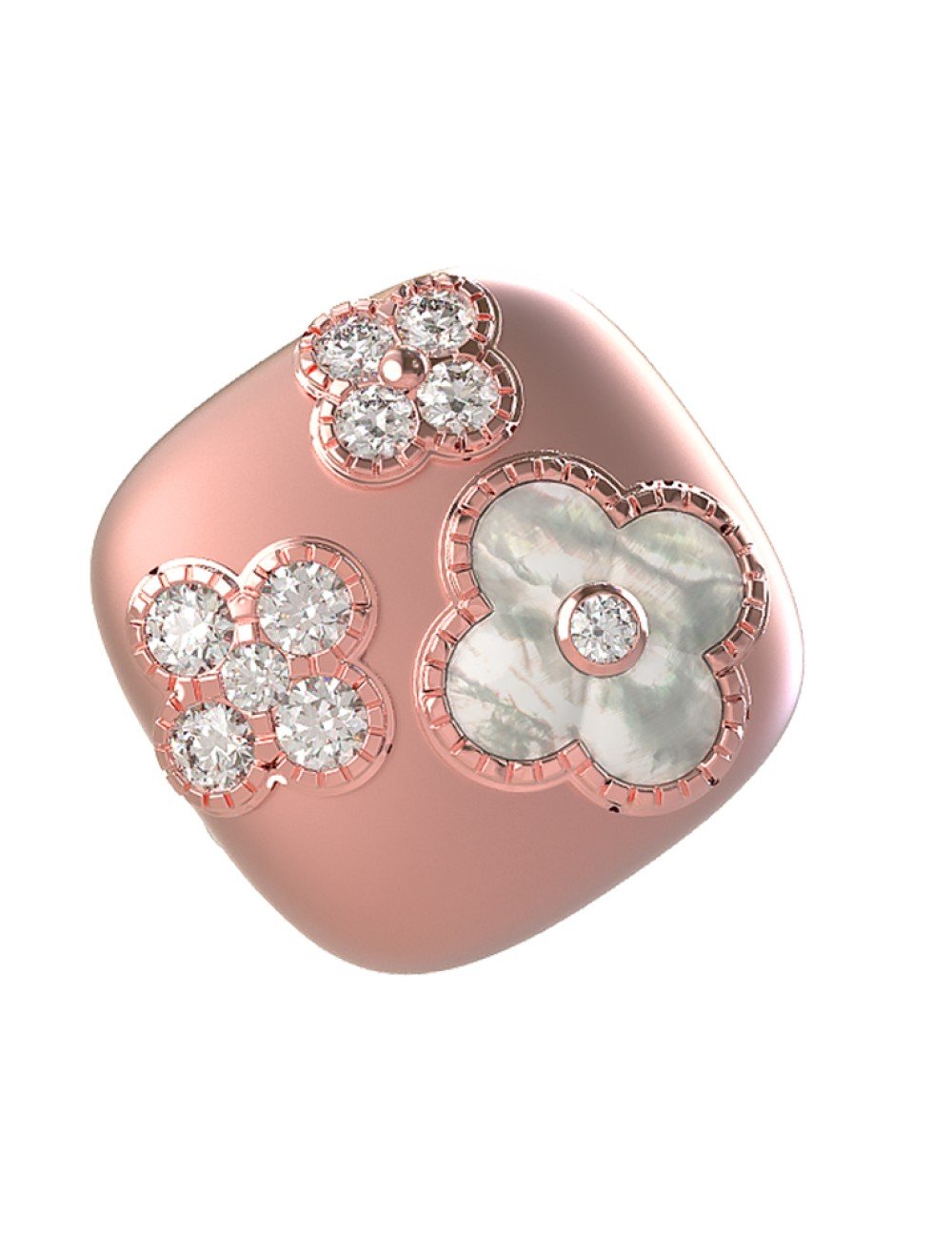 Кольцо из розового золота c бриллиантами и перламутром