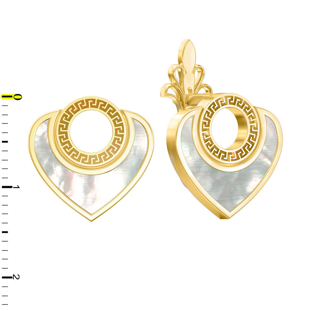 Серьги из лимонного золота 585 пробы c перламутром