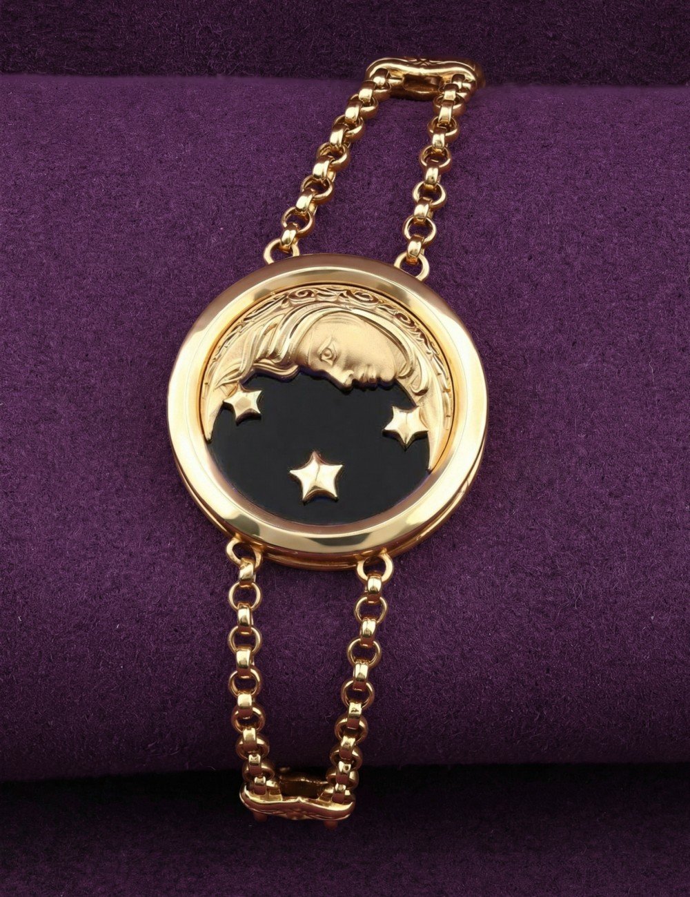 Браслет из лимонного золота c ониксом и перламутром