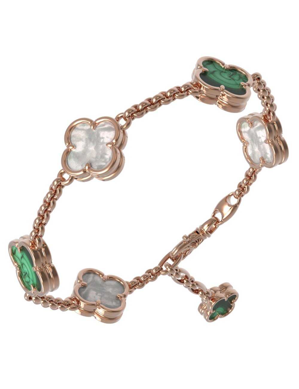 Браслет из золота c малахитом и перламутром