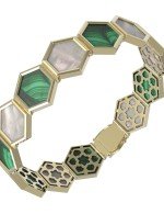 Браслет из лимонного золота c малахитом и перламутром