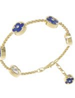 Браслет из лимонного золота c бриллиантами, лазуритом и перламутром