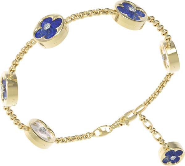 Браслет из лимонного золота 585 пробы c бриллиантами, лазуритом и перламутром