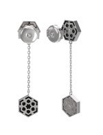 Серьги из белого золота c ониксом и перламутром