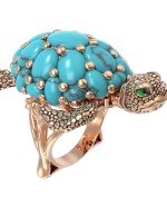 Кольцо из золота c эмалью и бирюзой