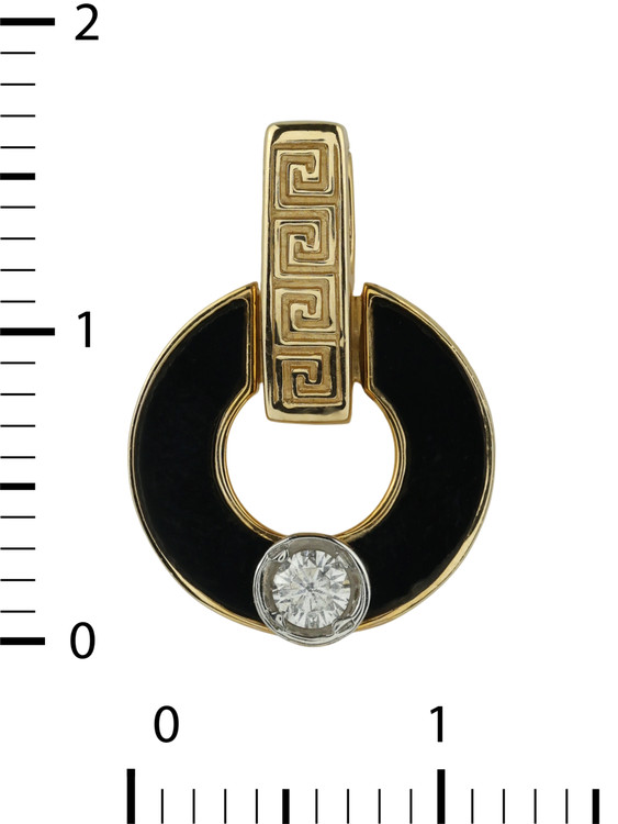 Подвеска из лимонного золота 585 пробы c бриллиантами и ониксом