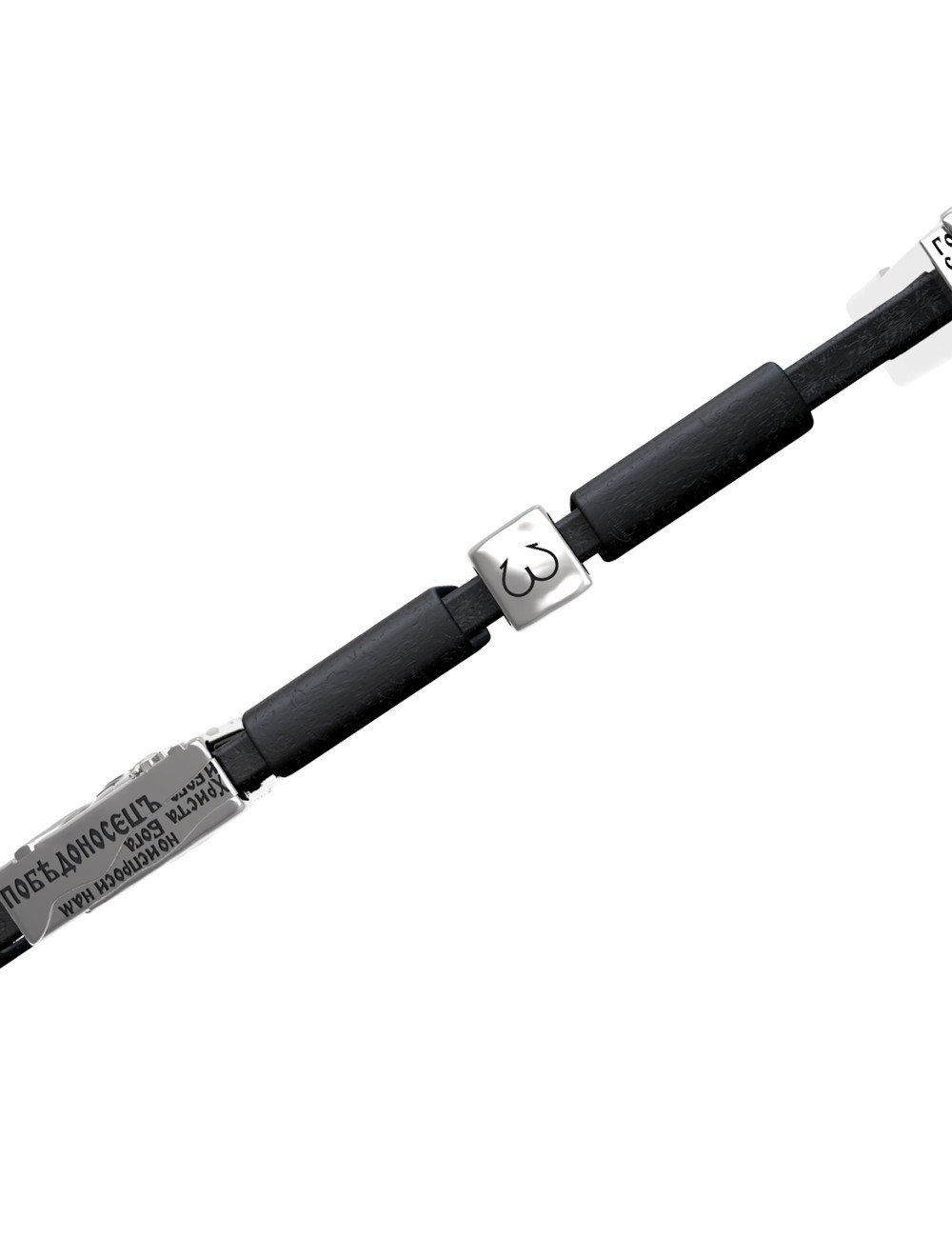 Браслет из белого золота c кожаным шнурком