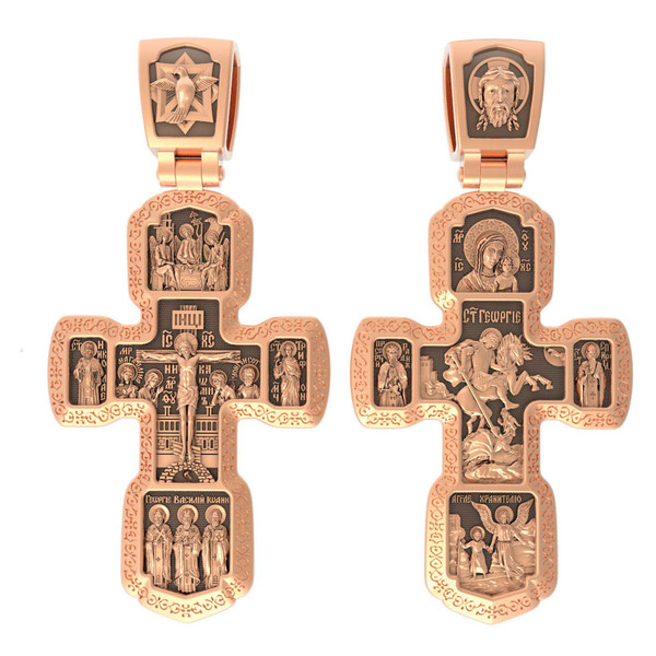 Крест из красного золота 585 пробы