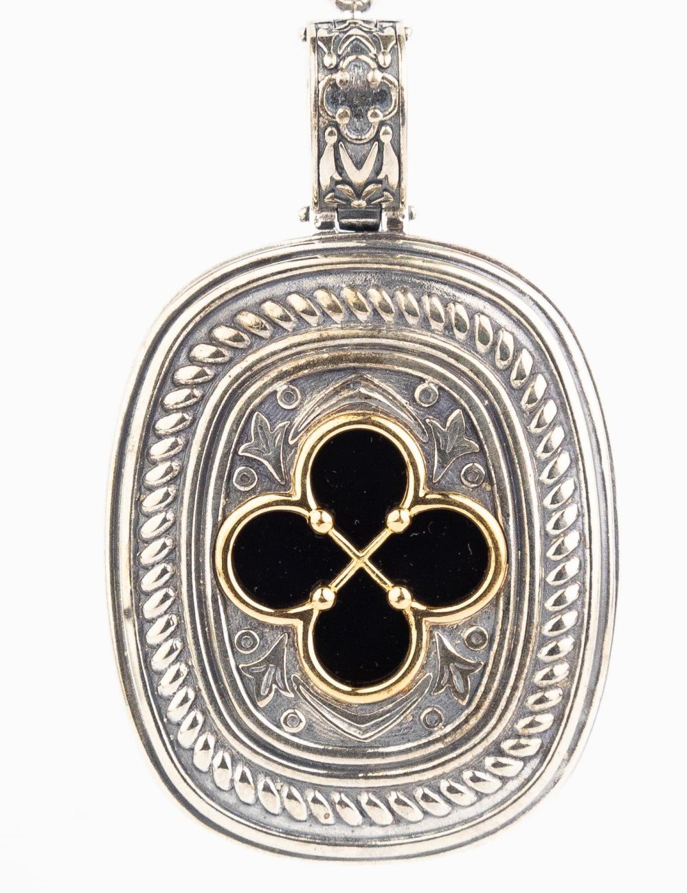 Подвеска из серебра и золота c ониксом и рубином