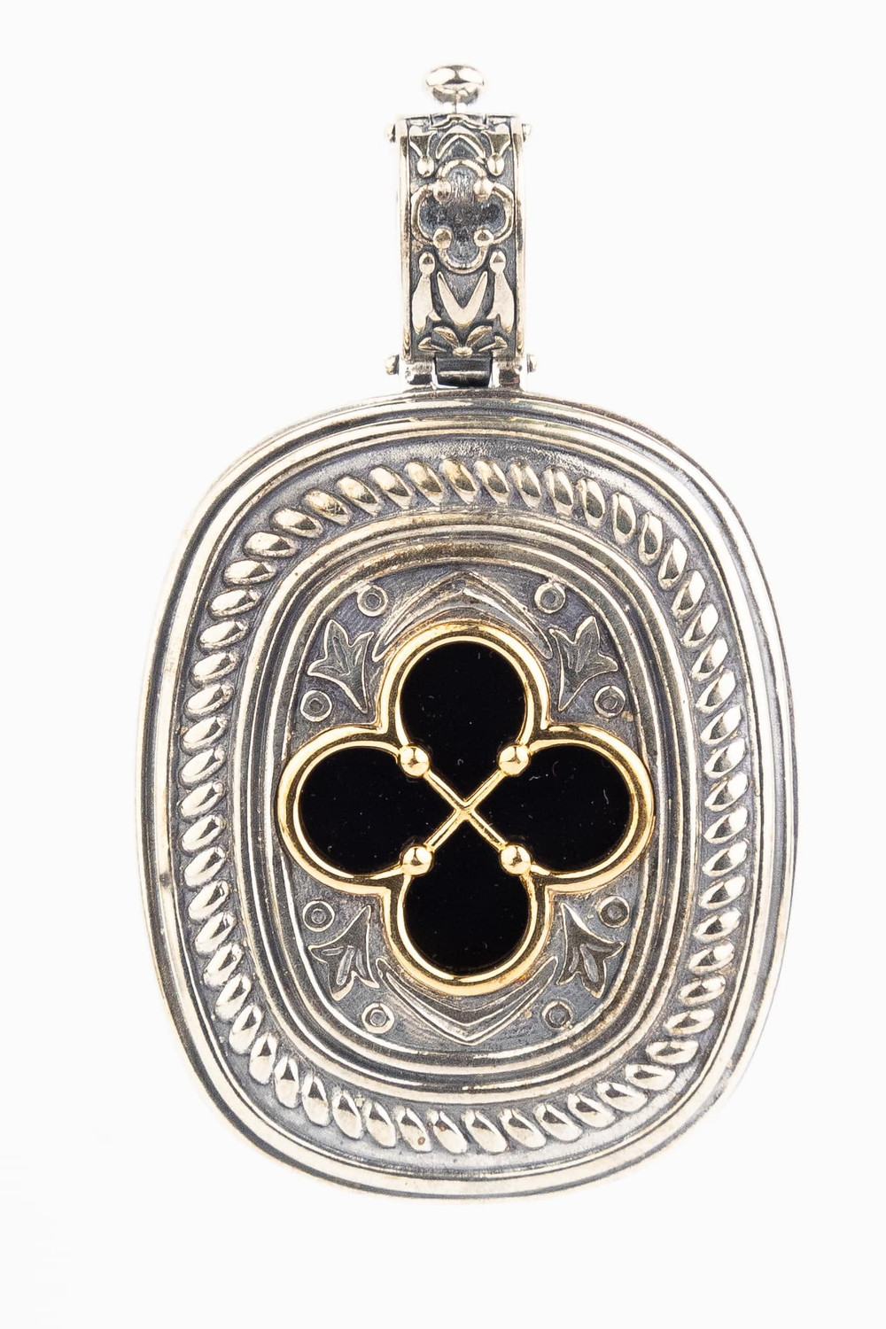 Подвеска из серебра 925 пробы и золота 750 пробы c ониксом и рубином