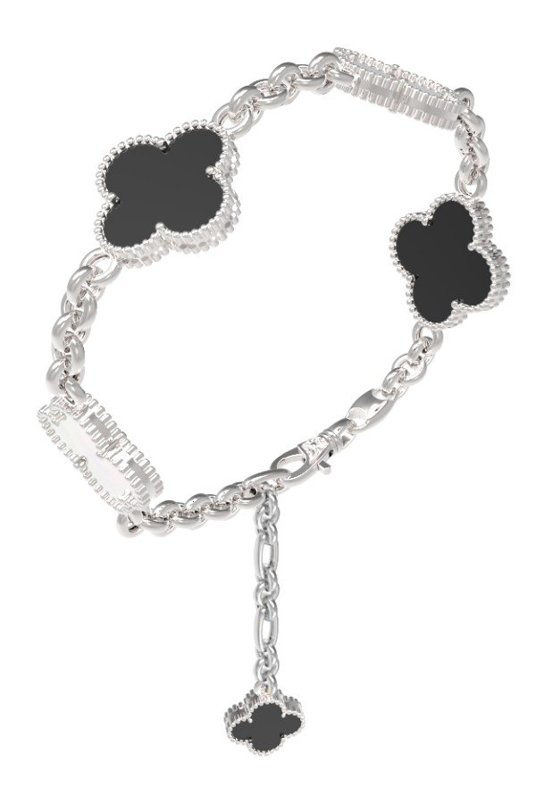 Браслет из белого золота c ониксом и перламутром