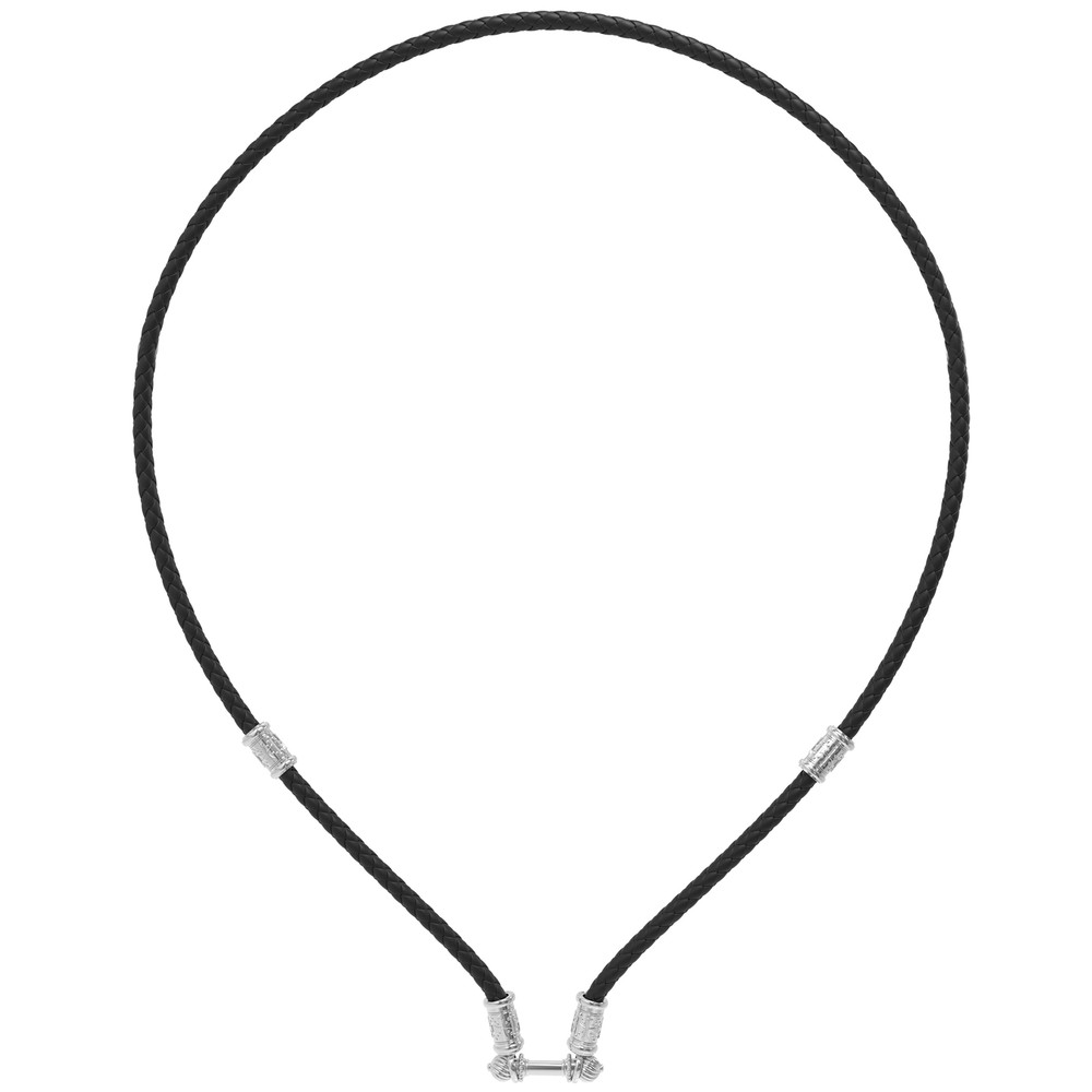 Цепь-шнурок кожа из белого золота 585 пробы c кожаным шнурком