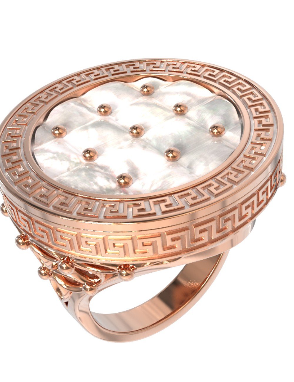 Кольцо из золота c эмалью и перламутром