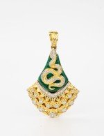 Подвеска из лимонного золота c бриллиантами и малахитом