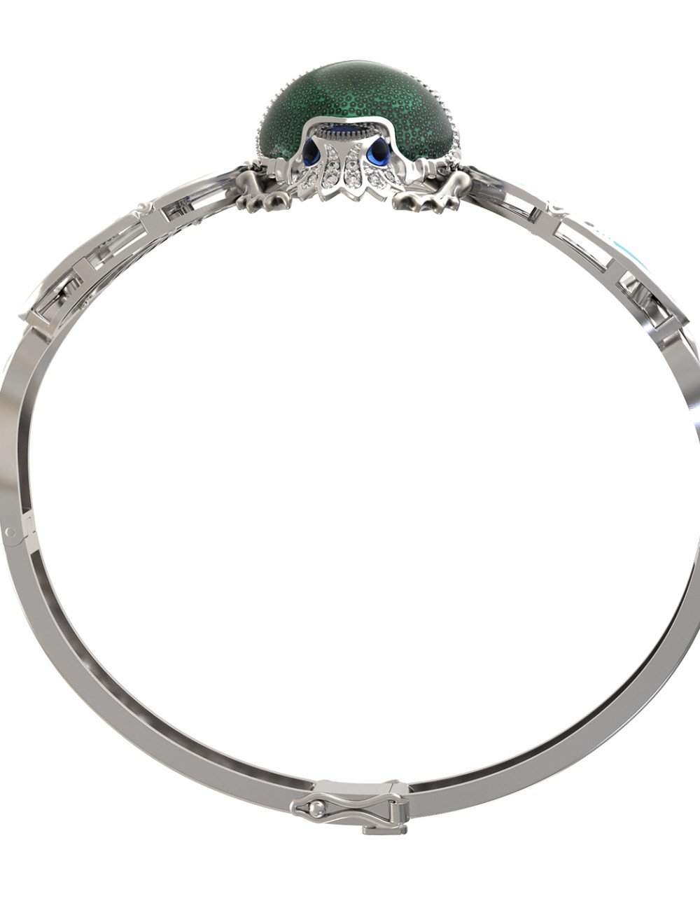 Браслет из белого золота c эмалью, фианитом, сапфиром и эмалью