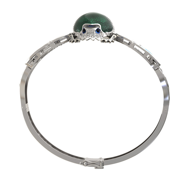 Браслет из белого золота 585 пробы c эмалью, фианитом, сапфиром и эмалью