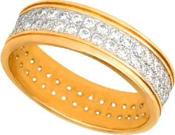 Кольцо обр. сложное из лимонного золота 585 пробы c фианитом