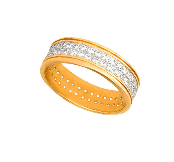 Кольцо обр. сложное из лимонного золота 585 пробы c фианитом