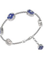 Браслет из белого золота c бриллиантами, лазуритом и перламутром