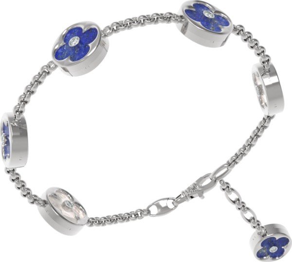 Браслет из белого золота c бриллиантами, лазуритом и перламутром