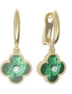 Серьги из лимонного золота c бриллиантами и малахитом
