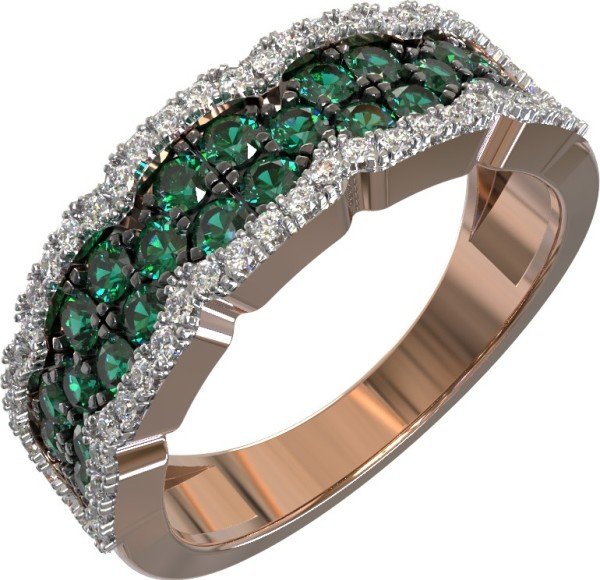 Кольцо из золота c бриллиантами и изумрудом