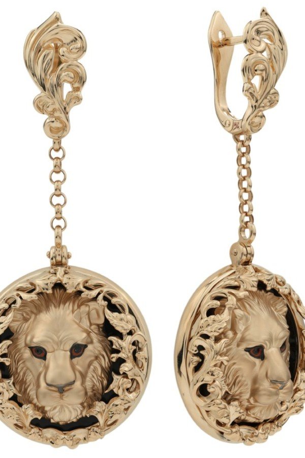 Серьги из золота c эмалью и ониксом