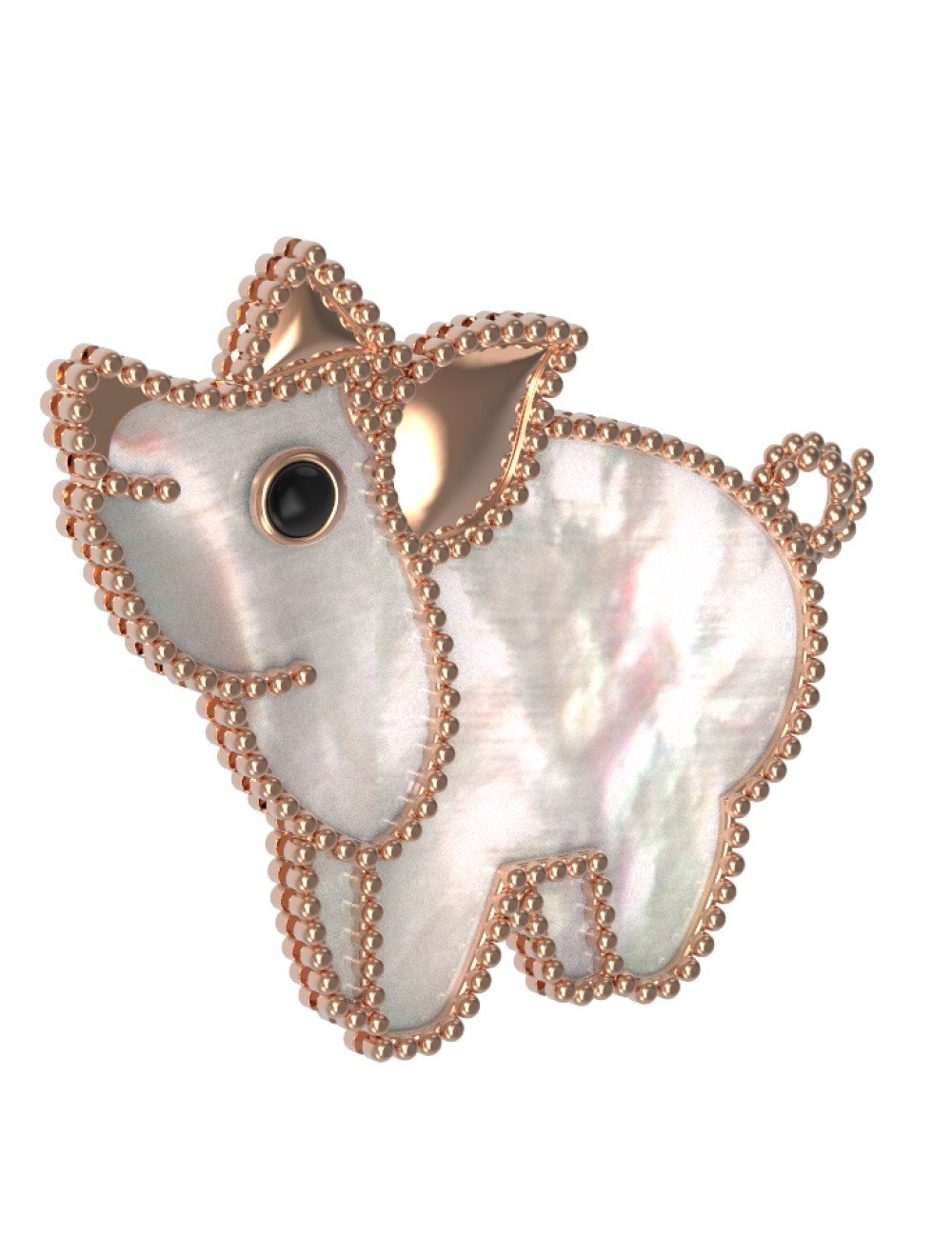 Брошь из золота c эмалью и перламутром