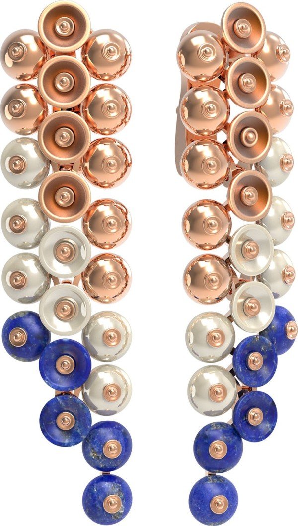 Серьги из золота c лазуритом и перламутром