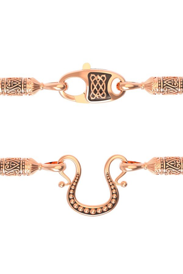 Гайтан из золота c кожаным шнурком