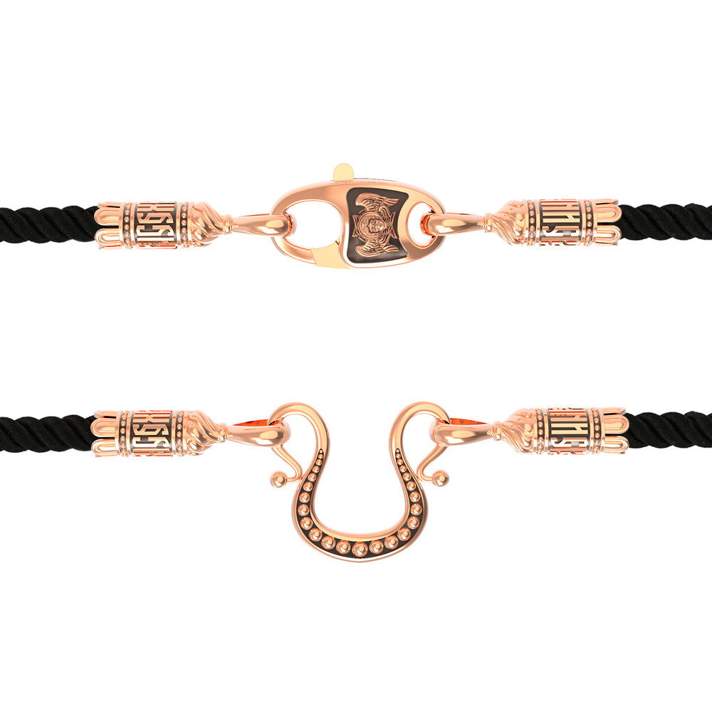 Цепь-шнурок шелк из красного золота 585 пробы c шёлковым шнурком