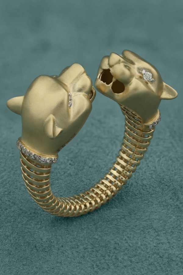 Кольцо из лимонного золота 585 пробы c бриллиантами