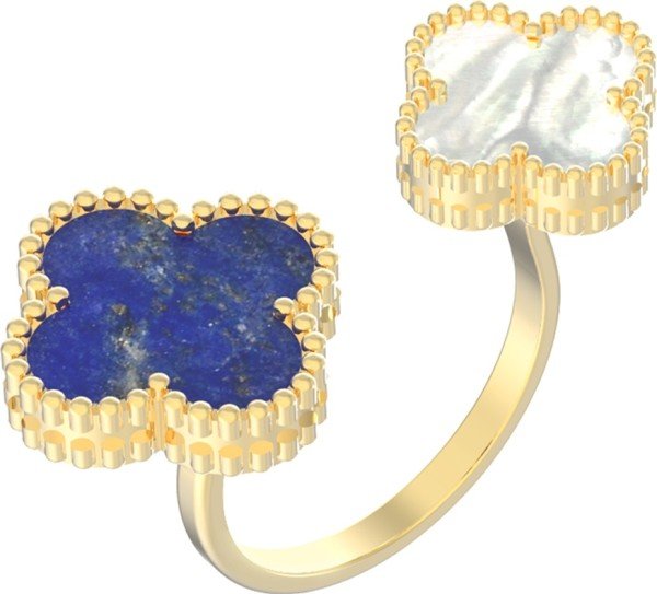 Кольцо из лимонного золота c лазуритом и перламутром