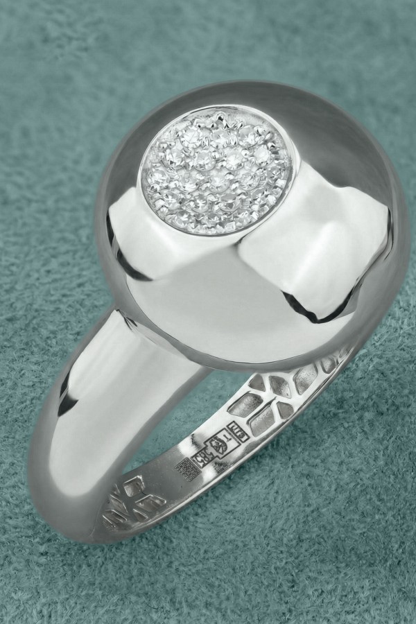 Кольцо из белого золота 585 пробы c бриллиантами