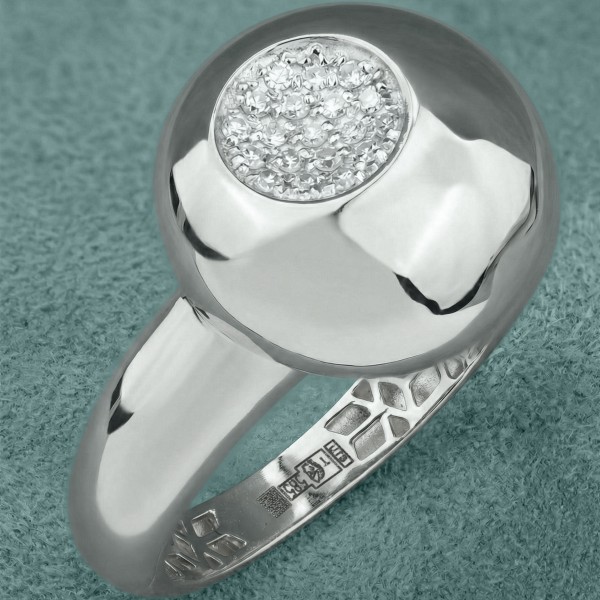 Кольцо из белого золота 585 пробы c бриллиантами