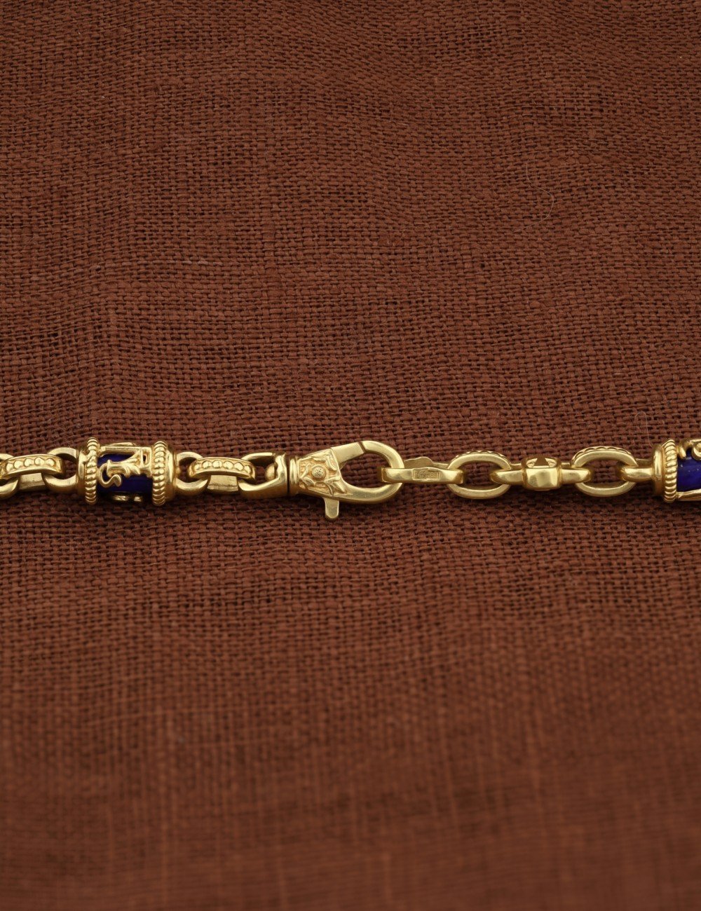 Цепь из лимонного золота c лазуритом