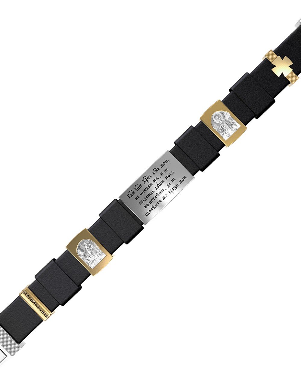 Браслет из белого золота c кожаным шнурком