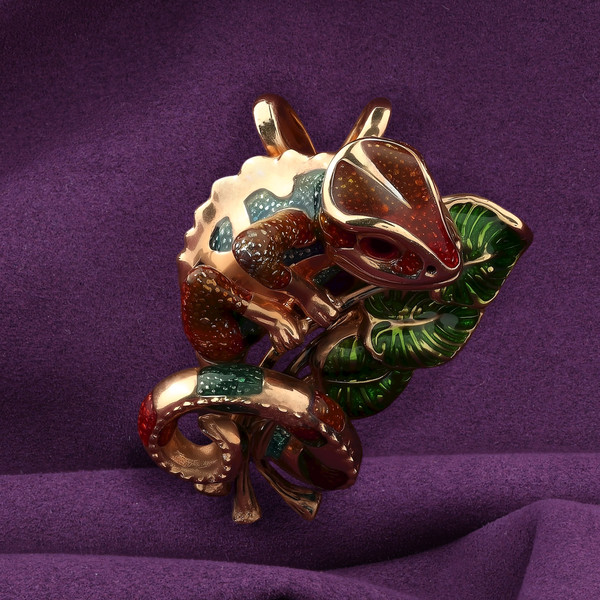 Подвеска из красного золота 585 пробы c эмалью и гранатом