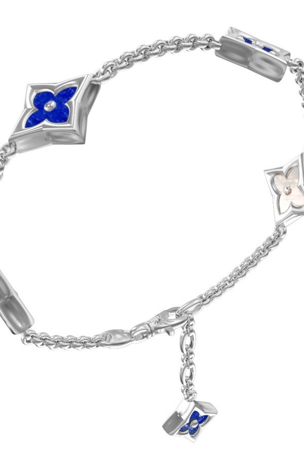 Браслет из белого золота c лазуритом и перламутром