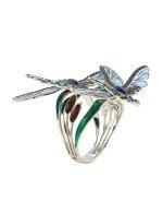 Кольцо из белого золота c сапфиром и эмалью