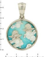 Подвеска из белого золота c бирюзой и перламутром