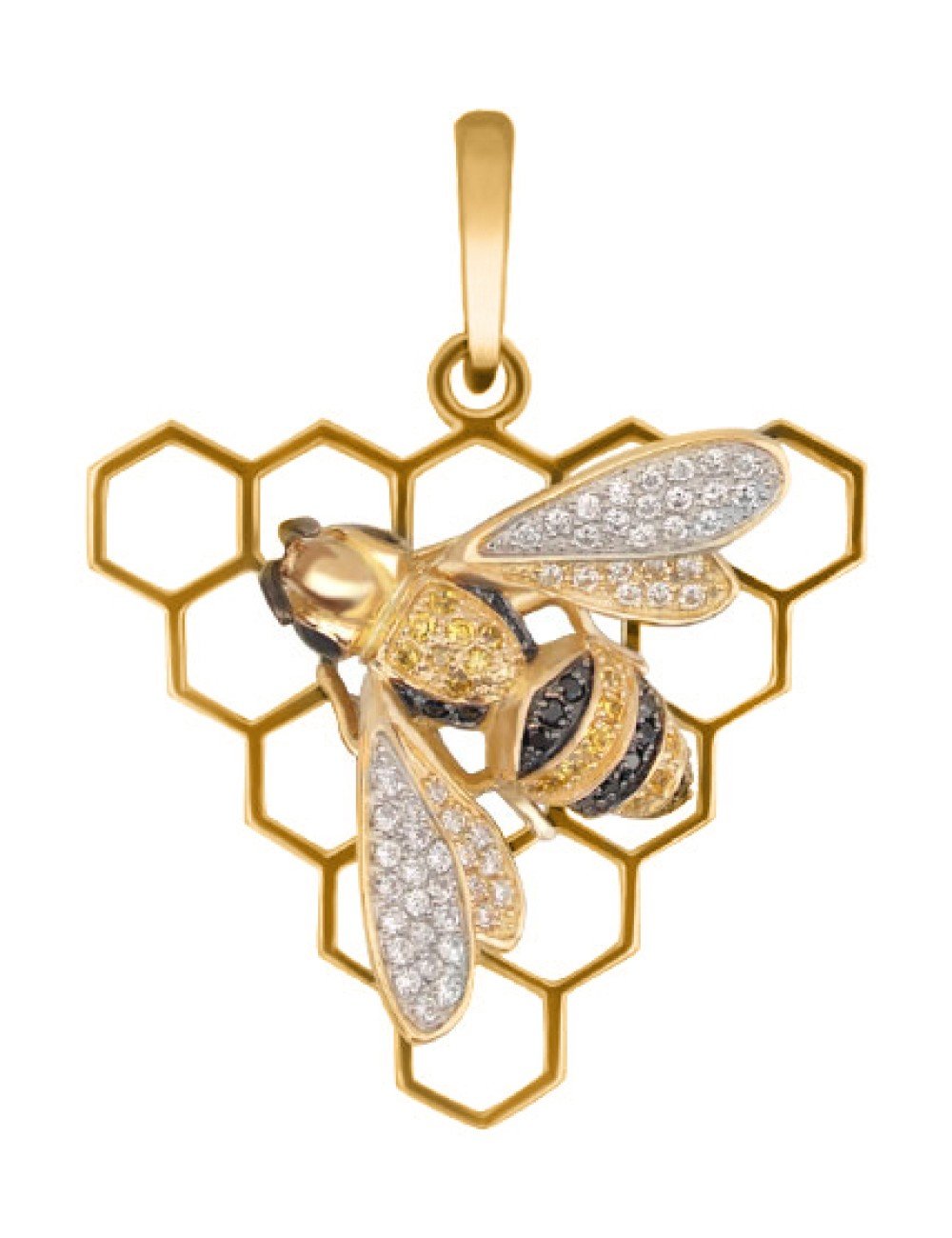 Подвеска из лимонного золота c эмалью и фианитом