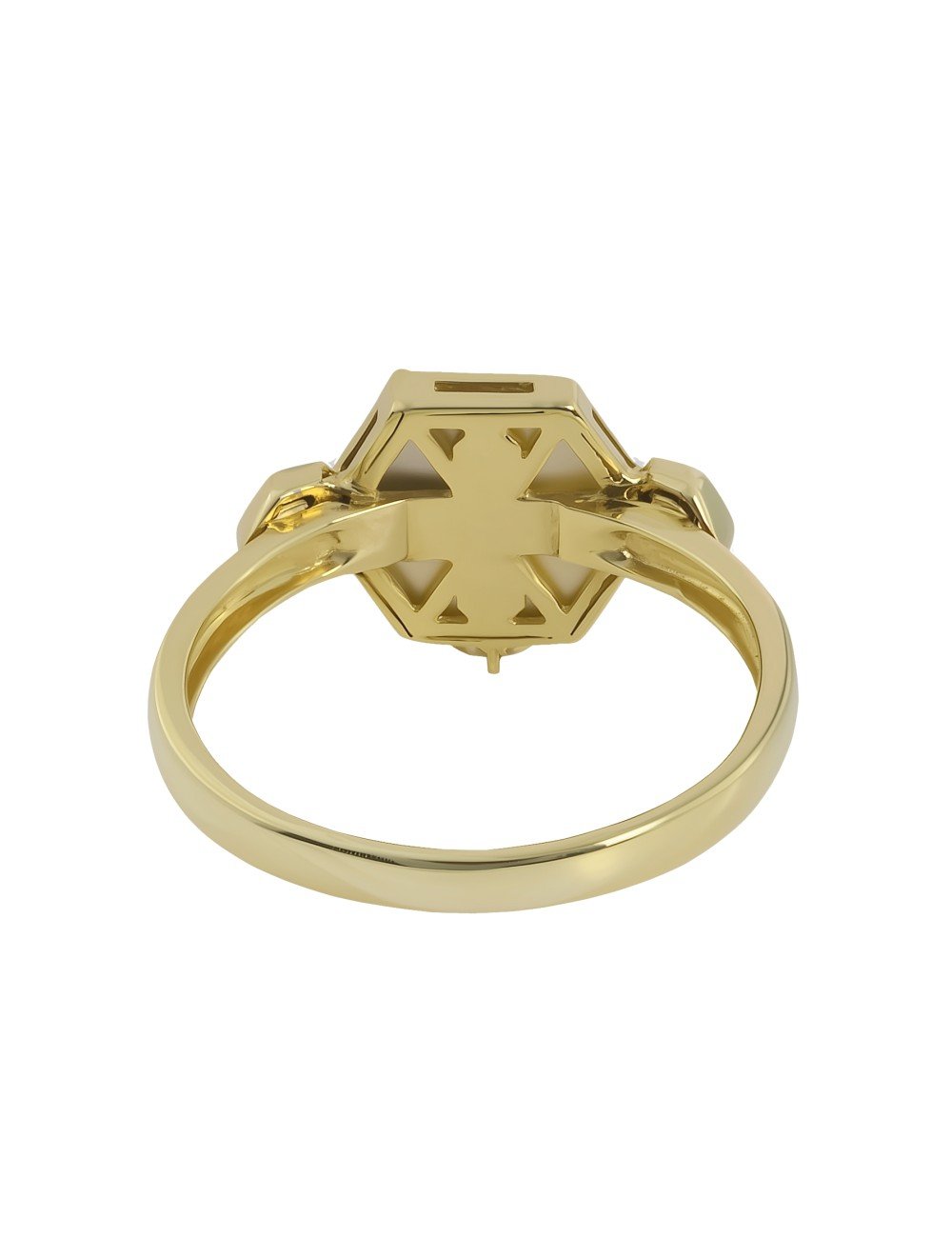 Кольцо из лимонного золота c бриллиантами и перламутром