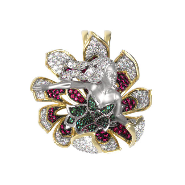 Подвеска из лимонного золота 585 пробы c фианитом